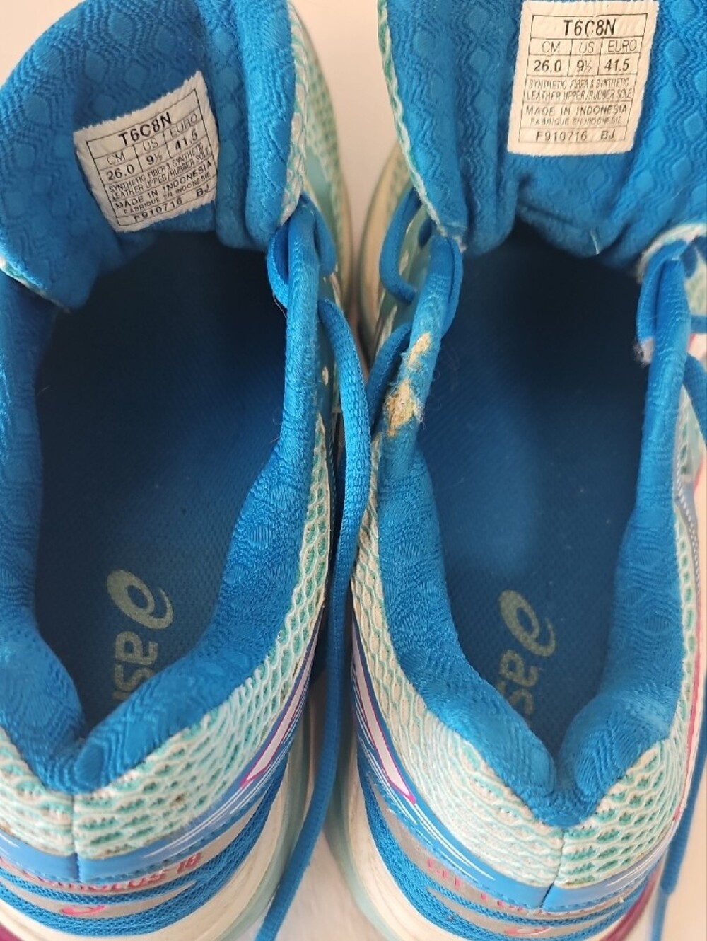 Asics Turquoise Blue Athletic Running Shoes with Pink Accents - Picture 9 of 10